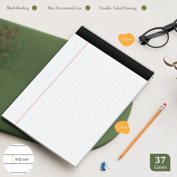 12 Pack of Legal Pads 8.5 x 11.75 College Ruled Notebook White Paper Note Pad Narrow Ruled 30 Sheets Notepads Perforated Writing Pad Clear Print 8x11 Legal Pads Pads of Paper - Image 2