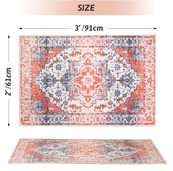 2x3 Washable Entryway Rug - Non-Slip Low Pile Indoor Rug for Bathroom, Hallway or Bedroom - Soft Accent Mat, Dryer Safe - Image 2