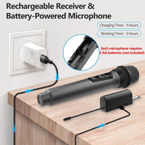 Aveek Karaoke Microphone Wireless, Microphone for Speakers with Rechargeable Receiver for Party, DJ, Wedding, Speech, Singing(2 Packs) - Image 4