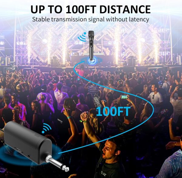 Aveek Karaoke Microphone Wireless, Microphone for Speakers with Rechargeable Receiver for Party, DJ, Wedding, Speech, Singing(2 Packs) - Image 5