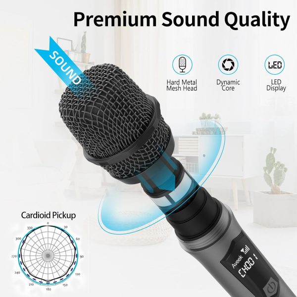 Aveek Karaoke Microphone Wireless, Microphone for Speakers with Rechargeable Receiver for Party, DJ, Wedding, Speech, Singing(2 Packs) - Image 7