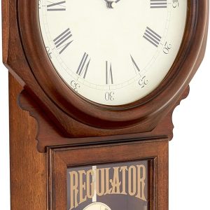 Bulova C3543 Ashford Wall Clock | 25" Schoolhouse Design | Walnut Finish | Harmonic Triple-Chime Movement | Engraving Plate