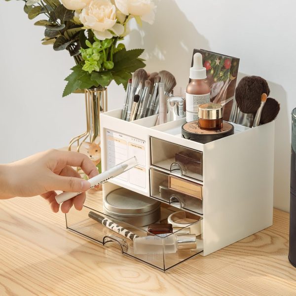 Desk Organizer with 3 Drawer, Multi-Functional Pencil Pen Holder for Desk, Desk Organizers and Storage with 8 Compartments, Desktop Organizer for Office Home Art Supplies (White) - Image 7