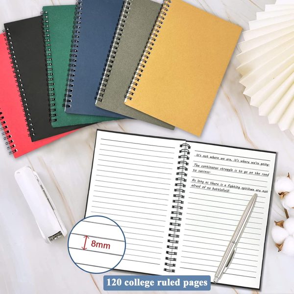 GINMLYDA Small Spiral Notebook 12Pack, 120 Lined Pages 8.25x5.50 Inches Spiral Journal Kraft Cover Notebooks & Writing Pads for School Home Office Aesthetic Sketch Drawing Note - Image 2