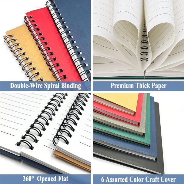 GINMLYDA Small Spiral Notebook 12Pack, 120 Lined Pages 8.25x5.50 Inches Spiral Journal Kraft Cover Notebooks & Writing Pads for School Home Office Aesthetic Sketch Drawing Note - Image 5