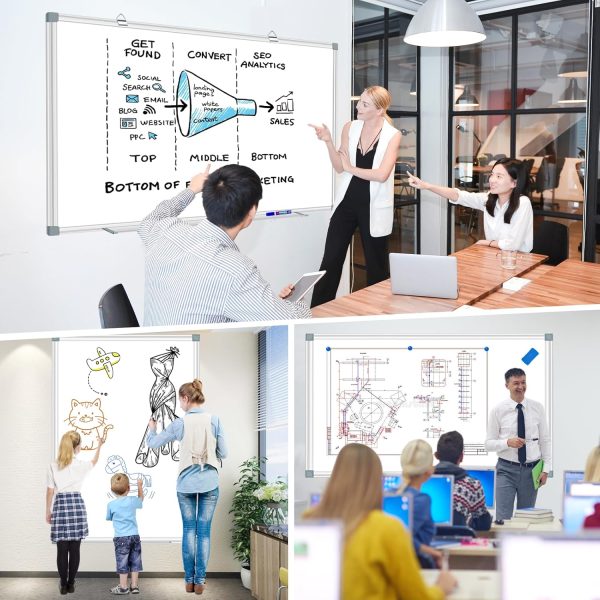 H-Qprobd Large White Board Dry Erase Board for Wall 72"X40" Magnetic Whiteboard with Long Pen Tray, Presentation Dry Erase Boards for Office, Classroom, School, Home - Image 7