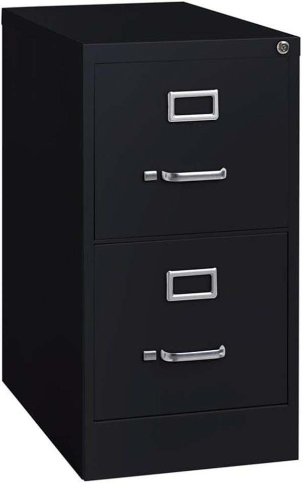 Lorell Fortress Locking Metal File Cabinet, 2-Drawer, 22" x 15" x 28.4", Black