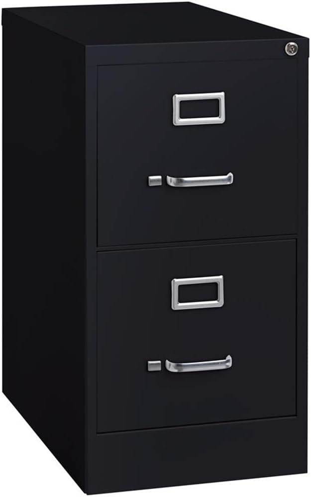 Lorell Fortress Locking Metal File Cabinet, 2-Drawer, 22″ x 15″ x 28.4″, Black