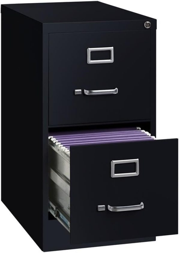 Lorell Fortress Locking Metal File Cabinet, 2-Drawer, 22" x 15" x 28.4", Black - Image 5